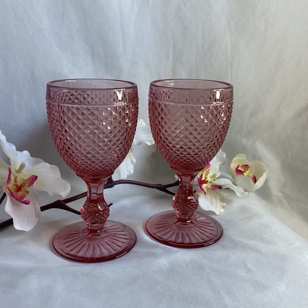 Rose tea stain pair of goblets